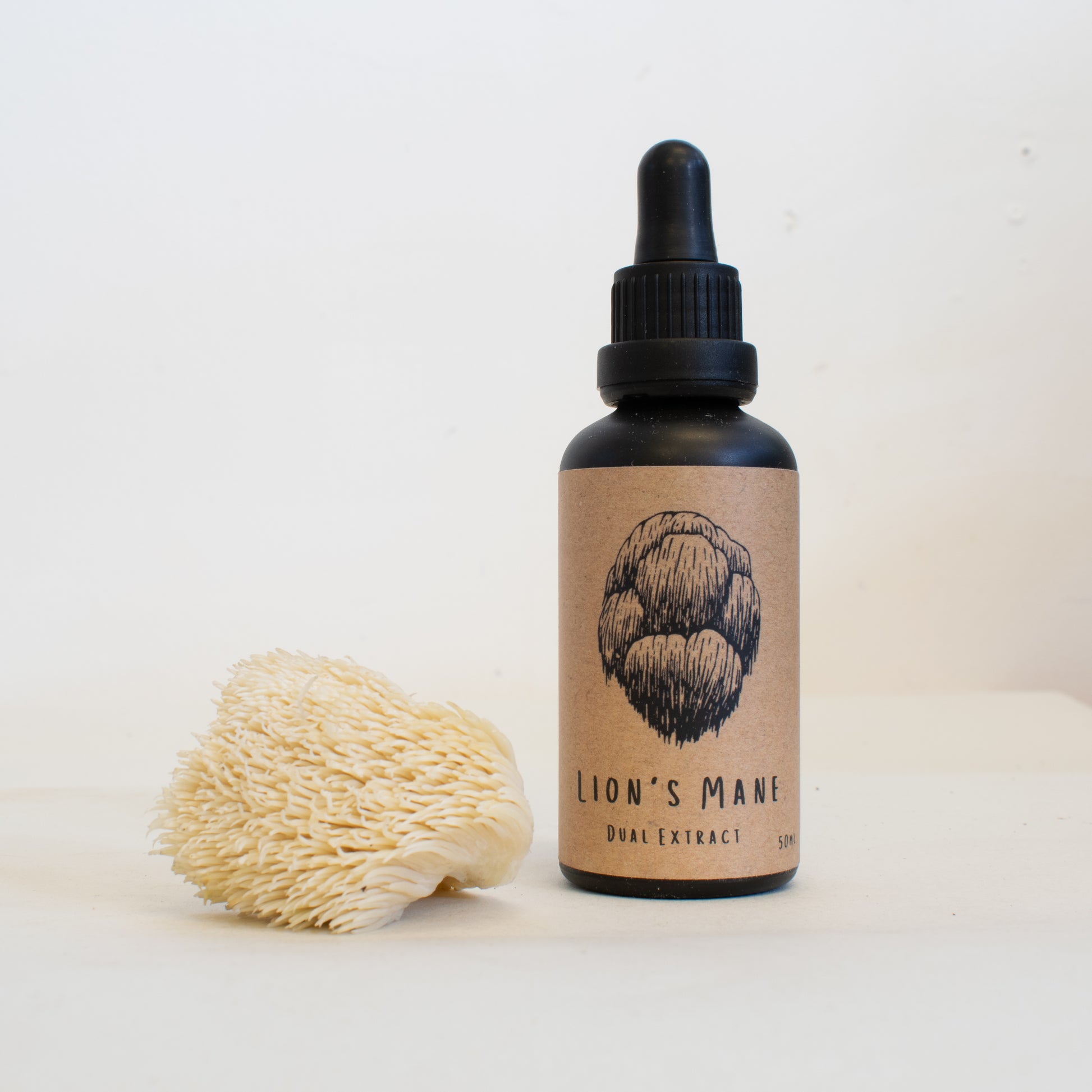Lion's mane dual-extract tincture made by Fat Fox Mushrooms.